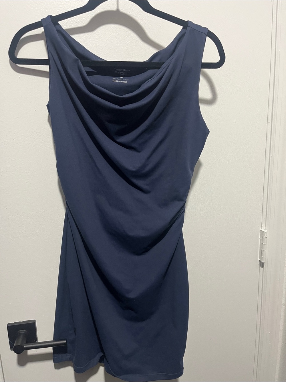 Cowl Neck Midi Dress in Navy